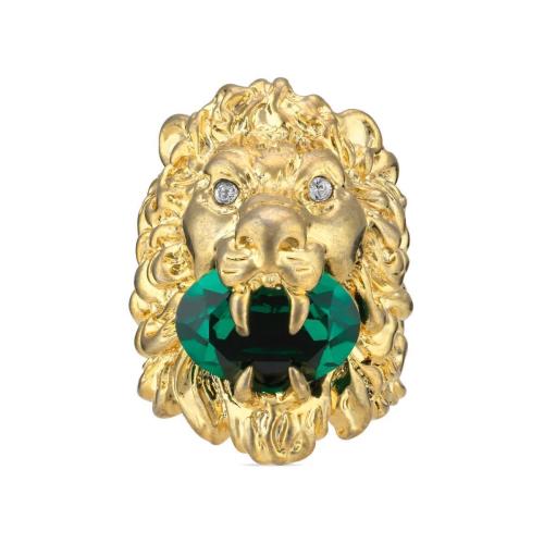  GUCCI古馳 女士 飾水晶獅頭戒指 675305 I6658 8520