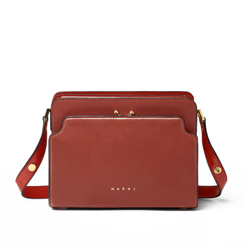 MARNI/瑪尼 20 TRUNK REVERS系列 紅色滑面小牛皮手提斜挎包 SBMP0024Y0P2991Z275M