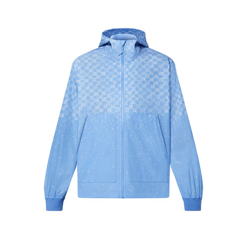 Louis Vuitton/路易威登 22年春夏新款 男士藍色滌綸防水技術面料Damier Spread棋盤格圖案運動風衣外套1AA7WE