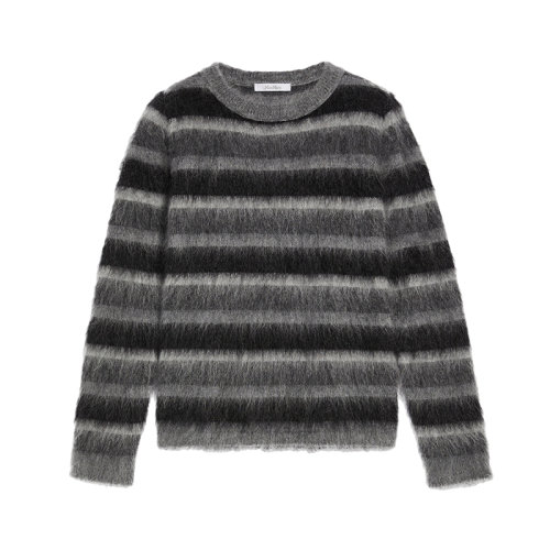 MaxMara/麥絲瑪拉 22年秋冬新款 COLONIA系列 女士深灰色馬海毛混紡圓領(lǐng)針織衫毛衣1366092306009