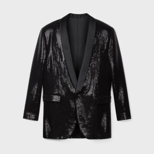  CELINE賽琳思琳 22年秋冬 女士 夾克 VESTE KIM TUX SABLé MICRO PAILLETTES 2V27J029R.38NO