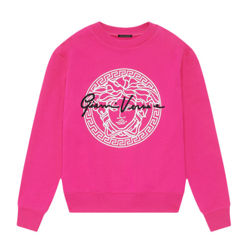 VERSACE/范思哲 女士純色棉質(zhì)經(jīng)典字母徽標美杜莎頭像裝飾圓領(lǐng)長袖上衣衛(wèi)衣套頭衫運動衫 A87516-A231242 多色可選