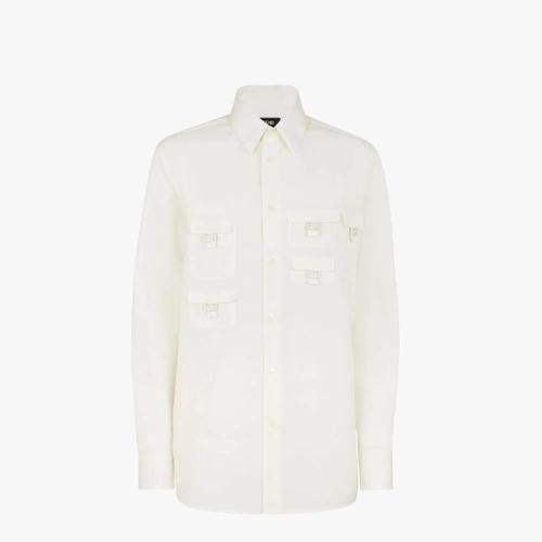  FENDI芬迪 22年秋冬 男士 長袖襯衫 白色棉質(zhì)襯衫 FS1086AM8SF0AU5