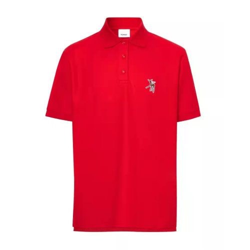 Burberry/博柏利 紅色純色寬松女士短Polo衫