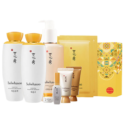 Sulwhasoo/雪花秀 順行滋盈套盒（水125ml+乳125ml+洗面奶200ml+精華8ml+彈力面霜5ml+雨潤(rùn)面膜30ml+撕拉面膜30ml+精華面膜2片）新疆不發(fā)貨