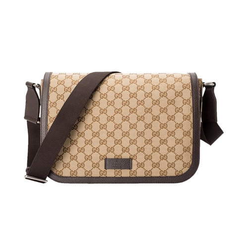 GUCCI/古馳 男士啡色帆布雙G標識單肩包斜挎包 449171-KY9KN-9886