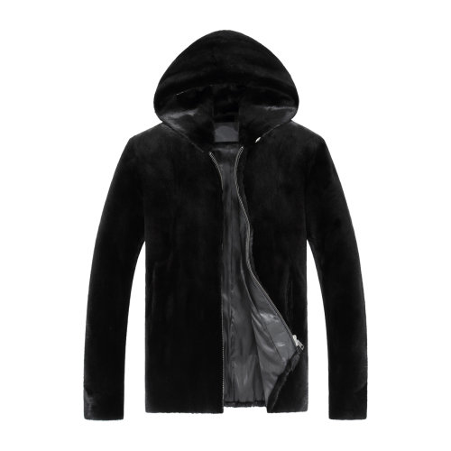 GeleiStory/GeleiStory  貂皮大衣連帽整貂水貂皮草外套進口天鵝絨真皮皮衣  男士皮衣