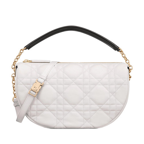 DIOR/迪奧 2022春夏新款VIBE系列 女士中號白色小羊皮金扣金鏈手提單肩腋下流浪包M7201ONOA_M879