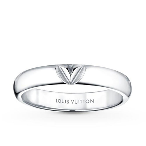 Louis Vuitton/路易威登 經(jīng)典款LV VOLT系列 18k金白金徽標(biāo)字母造型徽標(biāo)刻印戒指Q9O61F