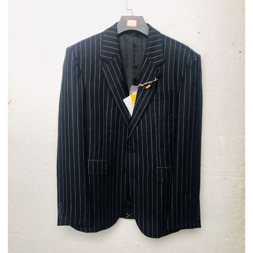 Alexander McQueen/亞歷山大麥昆 黑白條紋男士西裝上衣