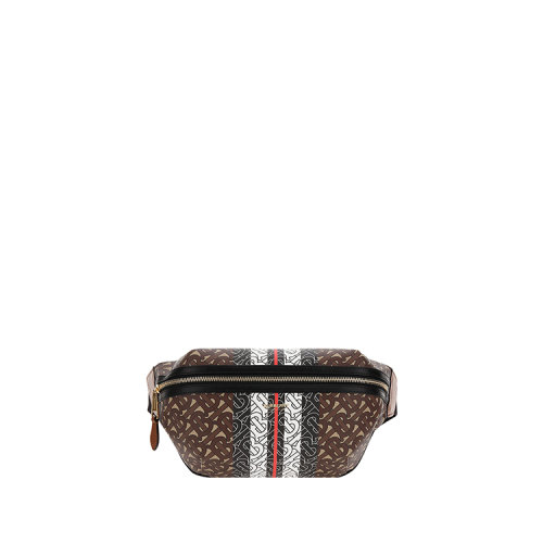 BURBERRY/博柏利 中號(hào)專(zhuān)屬標(biāo)識(shí)條紋環(huán)保帆布腰包 熱塑性聚氨酯纖維/棉 80214831