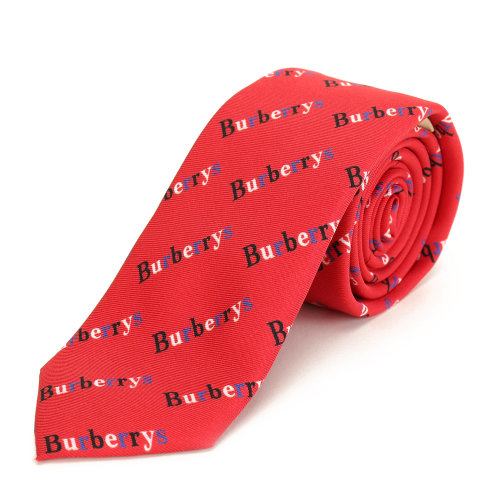 BURBERRY/博柏利 紅色字母印花男士領(lǐng)帶 手系 配飾 80035861