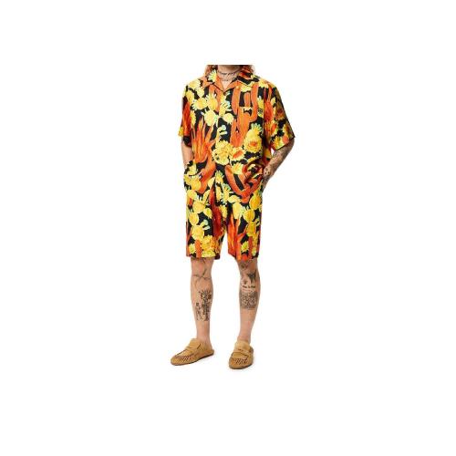  LOEWE羅意威 22年秋冬 男士 短褲 Cactus print drawstring shorts in silk H616Y04X47-1108