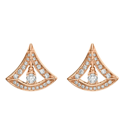 BVLGARI/寶格麗 DIVAS'DREAM系列 18k金玫瑰金鑲嵌鉆石扇形耳釘356450