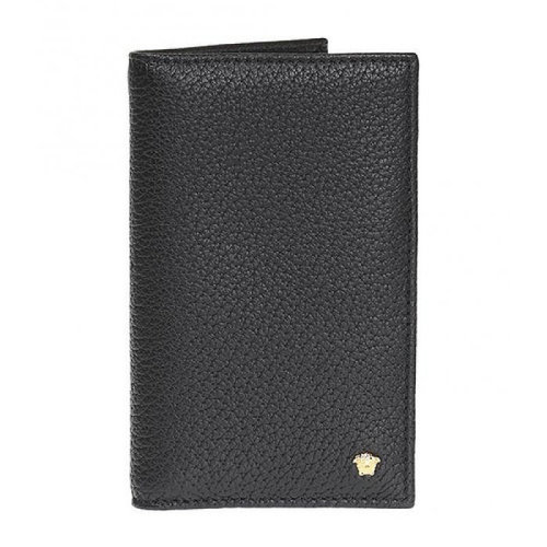 VERSACE/范思哲 男士 黑色 皮質(zhì)美杜莎金色微標(biāo)卡片夾錢包 DPN5977 DGOV2 D41OH HJH0015X