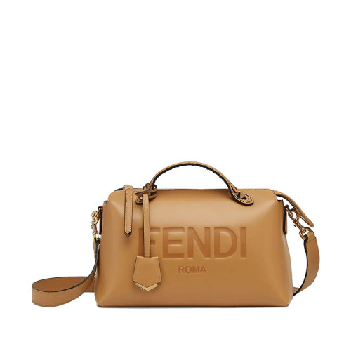 FENDI/芬迪 By The Way系列 女士中號米色皮革內(nèi)部拉鏈口袋鍍鈀飾面金屬配飾配可拆卸肩帶斜跨單肩手提波士頓包8BL146AC9LF15KR