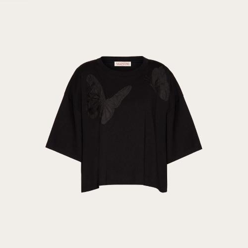  VALENTINO華倫天奴 22年秋冬 女士 短袖T恤 T-SHIRT BRODé EN JERSEY XB3MG16G6WA0NO