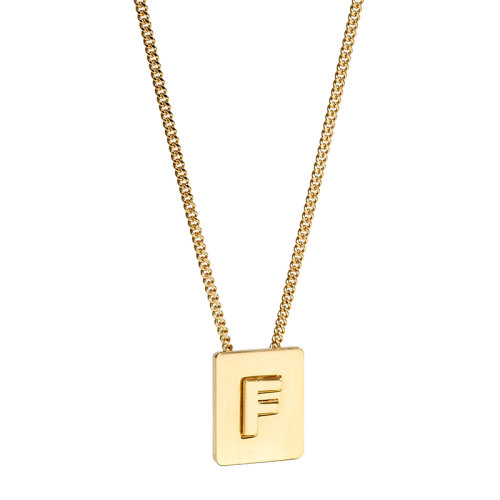 CELINE/賽琳 經(jīng)典款A(yù)LPHABET系列 男女同款金色飾面黃銅字母F墜飾項(xiàng)鏈46N0F6BRA.35OR