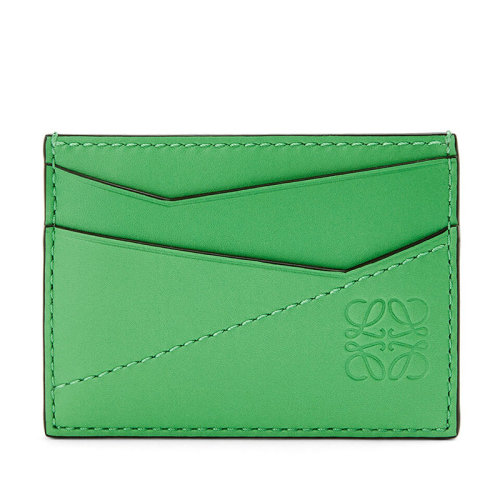 LOEWE/羅意威 Puzzle系列 男士蘋(píng)果綠縫線光滑小牛皮素色卡夾0010640019