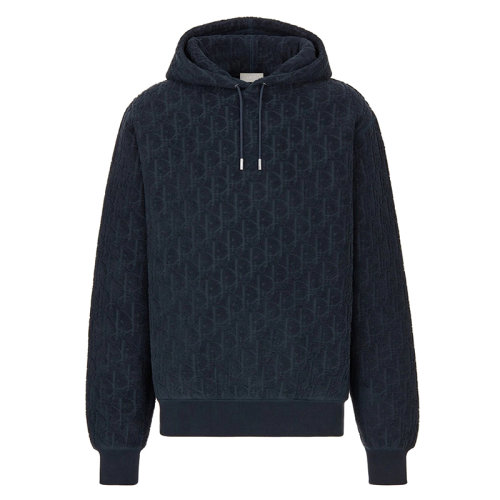 DIOR/迪奧 海軍藍(lán)純棉毛圈提花 同色系帶Dior斜紋 男士連帽衫113J631A0684_C540