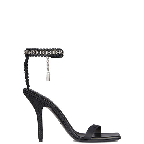 Givenchy/紀(jì)梵希 22年秋冬新款 G Woven系列 女士黑色納帕羊皮革鏈條高跟涼鞋BE306HE1DR-001