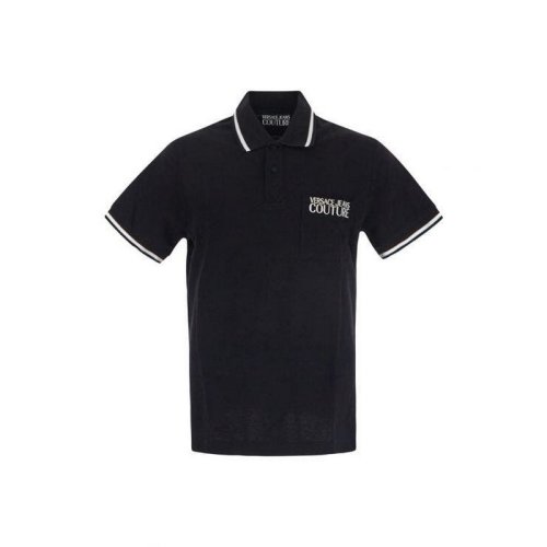  VERSACE JEANS COUTURE 男士黑色棉質(zhì)短袖POLO衫 72GAGT02 CJ01T 899 PLFSX