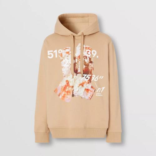  BURBERRY 22年秋冬 男士 人造水晶裝飾坐標(biāo)印花棉質(zhì)連帽衫 80614181