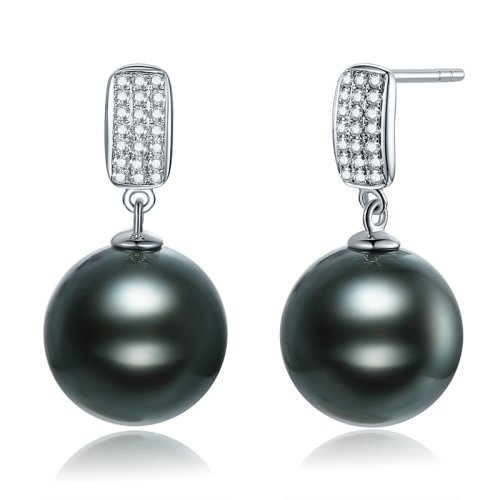 【新品】SANDYRILLA/仙蒂瑞拉  經(jīng)典設計款18K金鉆石11-12mm大溪地黑珍珠耳墜