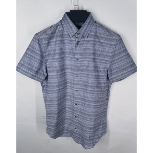 Emporio Armani/安普里奧阿瑪尼藍色條紋男士短袖襯衫  R1CAMTR159C019