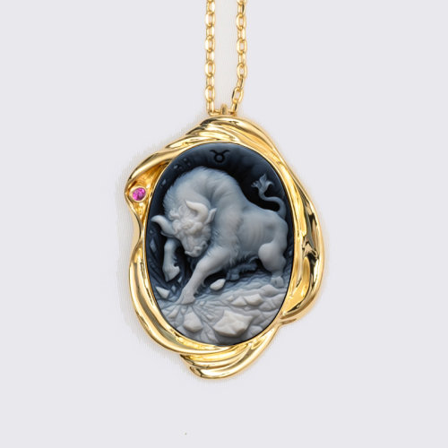 吊墜【星座】 shiyu/十玉藝術珠寶 金牛座 [全球限量20枚] 一體雙色縞瑪瑙 黃道十二宮 十玉