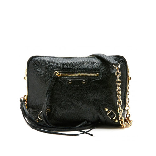 Balenciaga/巴黎世家 女士黑色皮質(zhì)單肩包517108D94IG1000