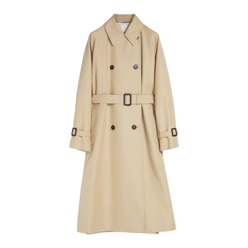 MaxMara/麥絲瑪拉 22年早春新款 CANASTA系列 女士蜂蜜色棉質(zhì)混紡華達(dá)呢防水長(zhǎng)款風(fēng)衣夾克5021012706003