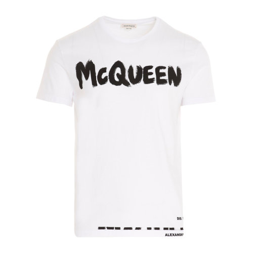 Alexander McQueen/亞歷山大麥昆 男裝 服裝 棉質(zhì)logo字母印花男士短袖T恤