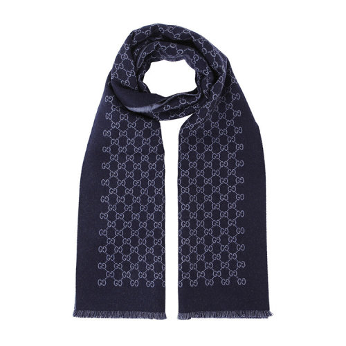 GUCCI/古馳 男女同款黑灰色LOGO裝飾羊毛圍巾 391246-4G200-1160
