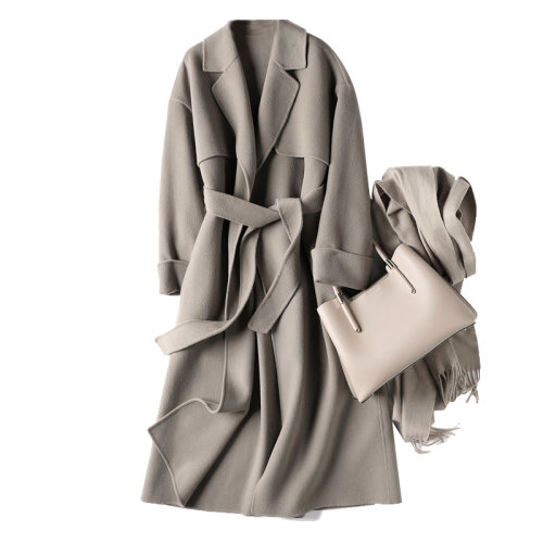 GeleiStory/GeleiStory 羊毛大衣2022年秋冬新款翻領(lǐng)系帶通勤顯瘦高克重水溶羊毛雙面尼大衣女秋冬長外套女士大衣