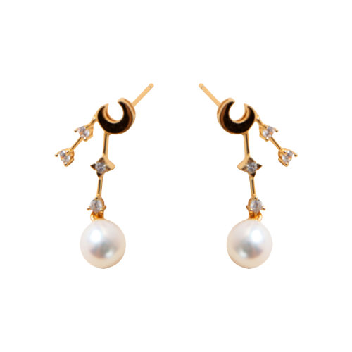 GeleiStory/GeleiStory   淡水珍珠耳釘925銀鍍金鑲鋯石2021年新款氣質(zhì)輕奢耳釘耳飾