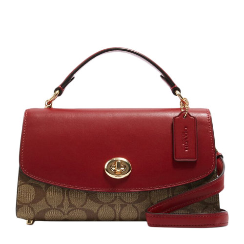 COACH/蔻馳 TILLY系列女士PVC/配皮中央拉鏈隔層旋鎖封口斜挎包單肩包手提包女包 C1439IMS5J