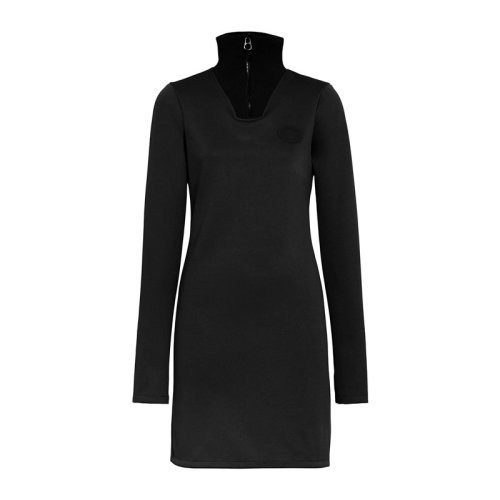 Burberry/博柏利 20春夏 女裝 服飾 黑色拉鏈裝飾高領(lǐng)長(zhǎng)袖 女士連衣裙裙裝