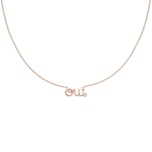 DIOR/迪奧 Oui系列 18K金玫瑰金經(jīng)典OUI字鑲鉆項(xiàng)鏈 JOUI95035_0000