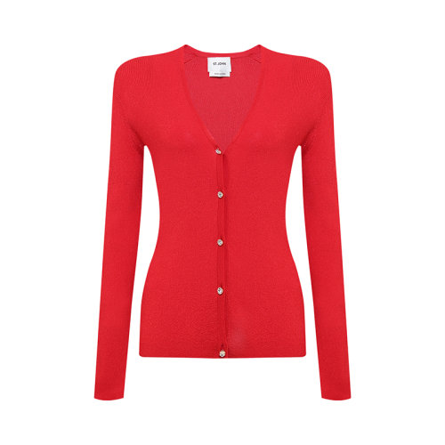 【21春夏新款】St. John/盛薔 薄款修身V領(lǐng)女士針織衫/毛衣K613050