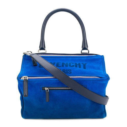 Givenchy 紀(jì)梵希  PANDORA系列 女士藍(lán)色牛皮簡(jiǎn)約花紋拉鏈?zhǔn)痔岚鼏渭缧笨姘? class=