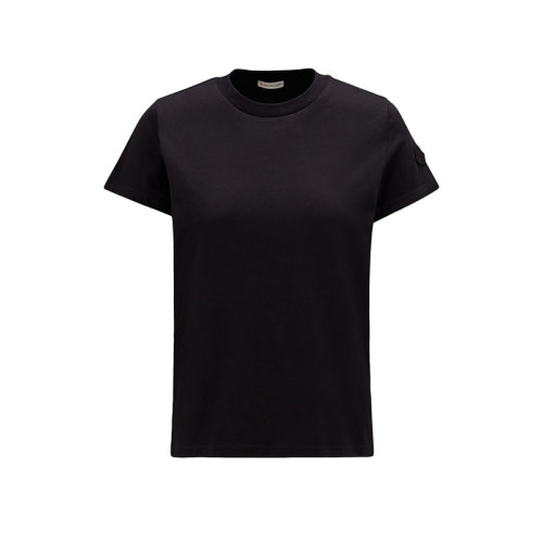 Moncler/蒙克萊 22年秋冬新款 女士黑色純棉羅緞徽標(biāo)短袖T恤H20938C00005829HP999