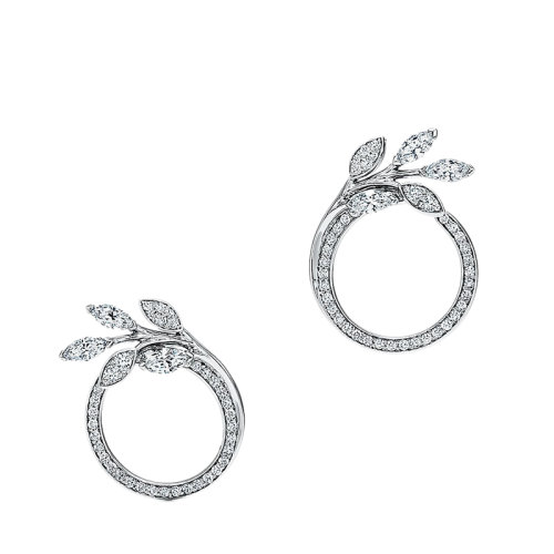 Tiffany & Co./蒂芙尼 Victoria系列 950鉑金鑲嵌鉆石藤圈耳環(huán)63910341