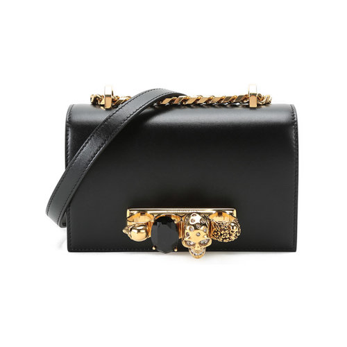 Alexander McQueen/亞歷山大麥昆 女士迷你款牛皮Jewelled Satchel單肩斜挎包 653134 CMO0T