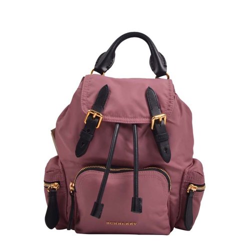 BURBERRY/博柏利  包袋 雙肩包 織物/配皮豆沙粉女士雙肩包  at