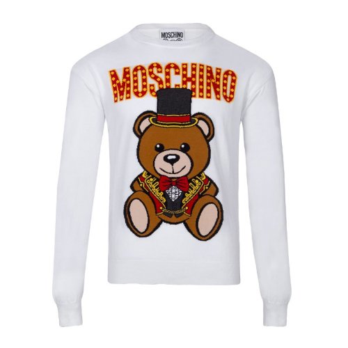 MOSCHINO/莫斯奇諾 男裝 服飾 棉質(zhì)泰迪熊印花字母LOGO長袖男衛(wèi)衣