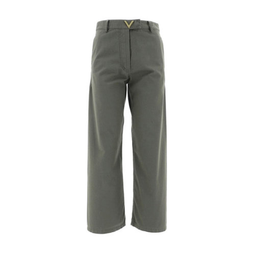 Valentino/華倫天奴  女褲 時(shí)尚百搭 女士深綠色棉質(zhì)休閑褲 TB3RB01I2Q9L90  HKY015C