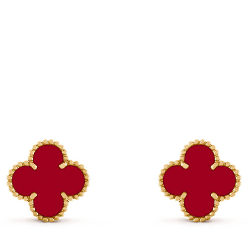 Van Cleef & Arpels/梵克雅寶 經(jīng)典款A(yù)lhambra復(fù)古紅玉髓四葉草耳環(huán) VCARD40400