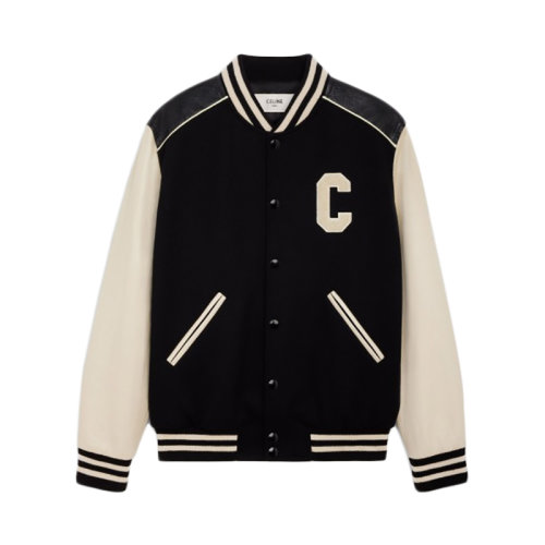 CELINE/賽琳      男士黑色寬松版型羊毛學院風夾克2V56D896C.38NO