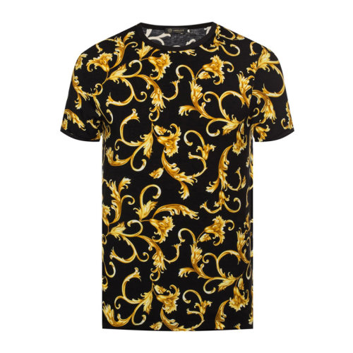 VERSACE/范思哲 男士印花棉質(zhì)經(jīng)典巴洛克圖案印花裝飾圓領(lǐng)上衣短袖T恤 AGU03003-AV00214-A732